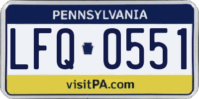 PA license plate LFQ0551