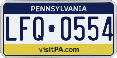 PA license plate LFQ0554