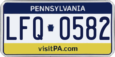 PA license plate LFQ0582