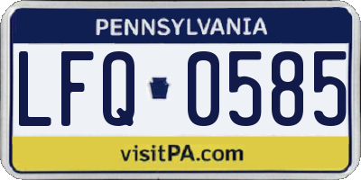 PA license plate LFQ0585