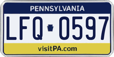 PA license plate LFQ0597
