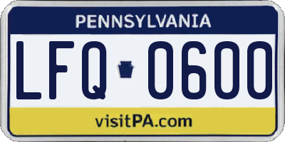 PA license plate LFQ0600