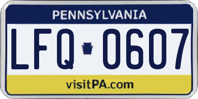 PA license plate LFQ0607