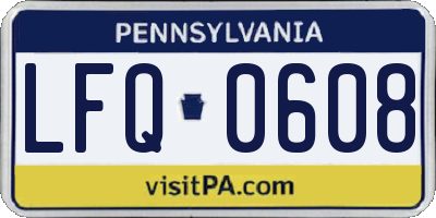 PA license plate LFQ0608