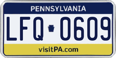PA license plate LFQ0609