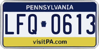 PA license plate LFQ0613