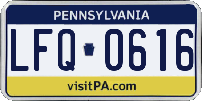 PA license plate LFQ0616