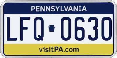 PA license plate LFQ0630