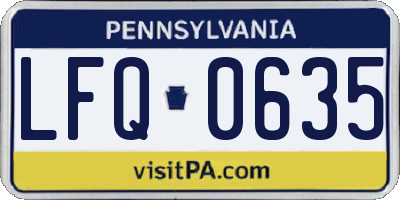 PA license plate LFQ0635