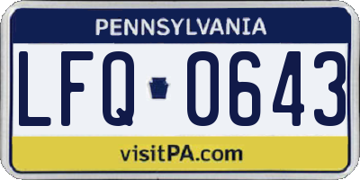 PA license plate LFQ0643