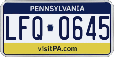PA license plate LFQ0645