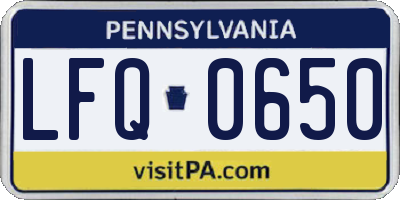 PA license plate LFQ0650