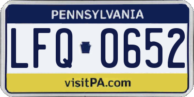 PA license plate LFQ0652