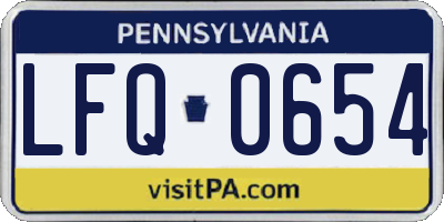 PA license plate LFQ0654