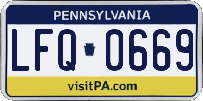 PA license plate LFQ0669