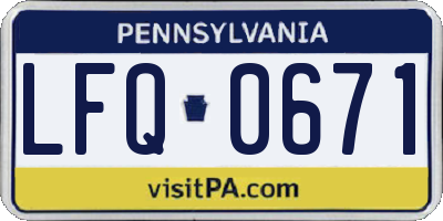 PA license plate LFQ0671