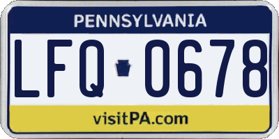 PA license plate LFQ0678