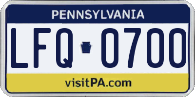 PA license plate LFQ0700