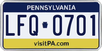 PA license plate LFQ0701