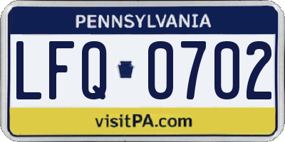 PA license plate LFQ0702