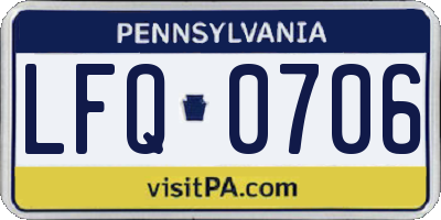 PA license plate LFQ0706