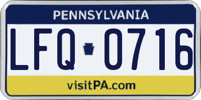 PA license plate LFQ0716