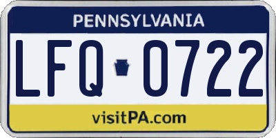 PA license plate LFQ0722