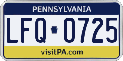 PA license plate LFQ0725