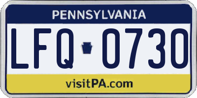PA license plate LFQ0730