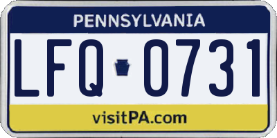 PA license plate LFQ0731