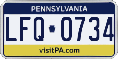 PA license plate LFQ0734