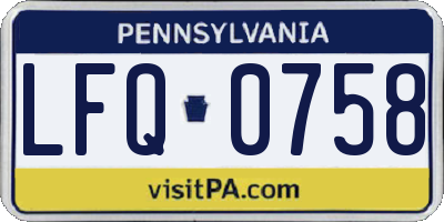 PA license plate LFQ0758