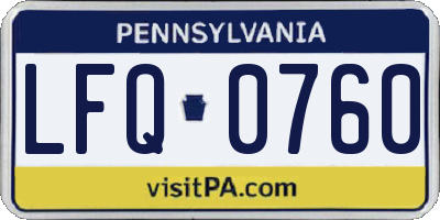 PA license plate LFQ0760
