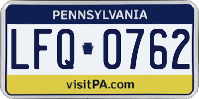 PA license plate LFQ0762