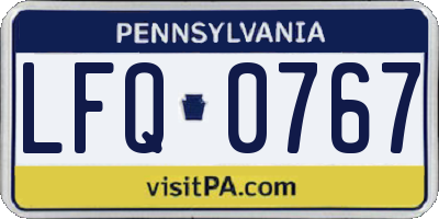 PA license plate LFQ0767