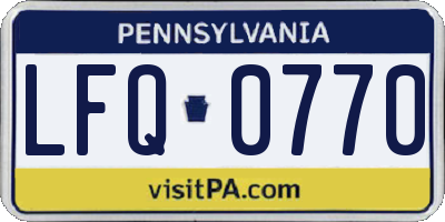 PA license plate LFQ0770