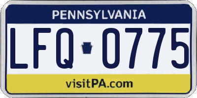 PA license plate LFQ0775