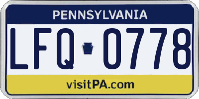 PA license plate LFQ0778