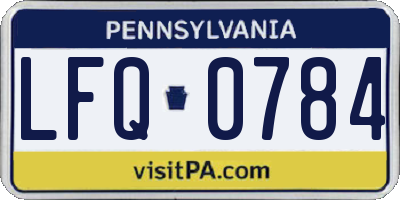 PA license plate LFQ0784