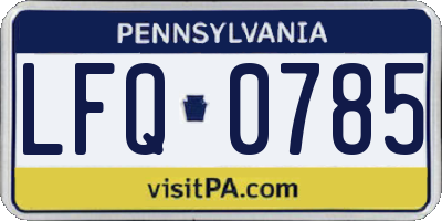 PA license plate LFQ0785