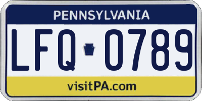 PA license plate LFQ0789