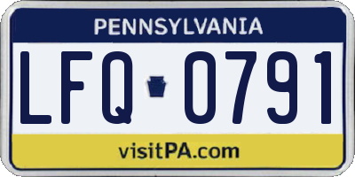 PA license plate LFQ0791