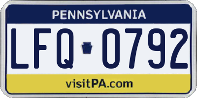 PA license plate LFQ0792