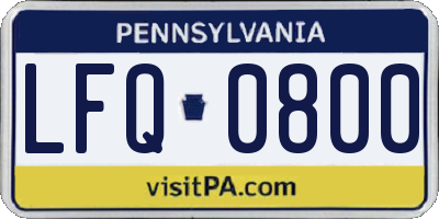 PA license plate LFQ0800
