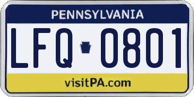 PA license plate LFQ0801