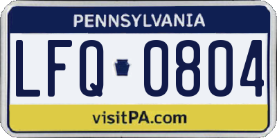 PA license plate LFQ0804