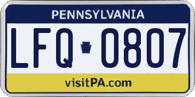 PA license plate LFQ0807