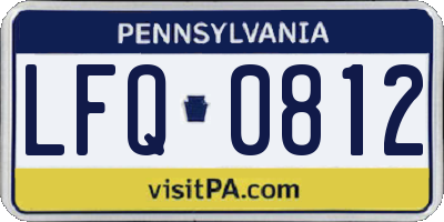 PA license plate LFQ0812