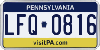 PA license plate LFQ0816