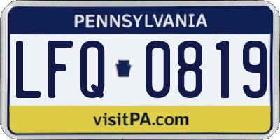 PA license plate LFQ0819